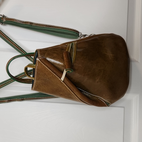 Vera Pelle Handbags - Vera Pelle mini convertible purse and backpack olive green leather Italy